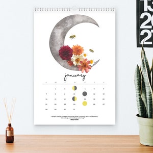 2024 Moon Calendar Watercolor Moon Phases Moon Calendar Lunar Cycles Crystals 2024 Calendar Wall Calendar image 8