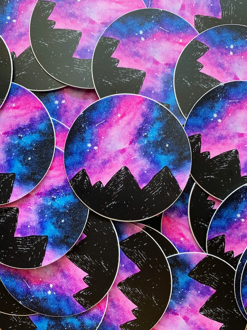 3 Vinyl Stickers Galaxy Crystal Space Etsy