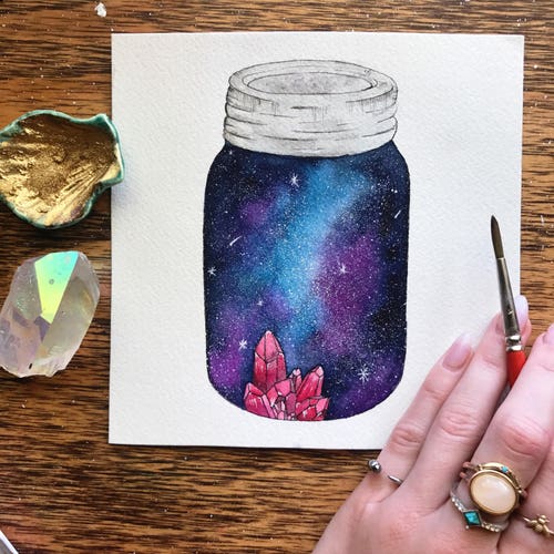 The Universe Inside of You Watercolor Galaxy Mason Jar - Etsy