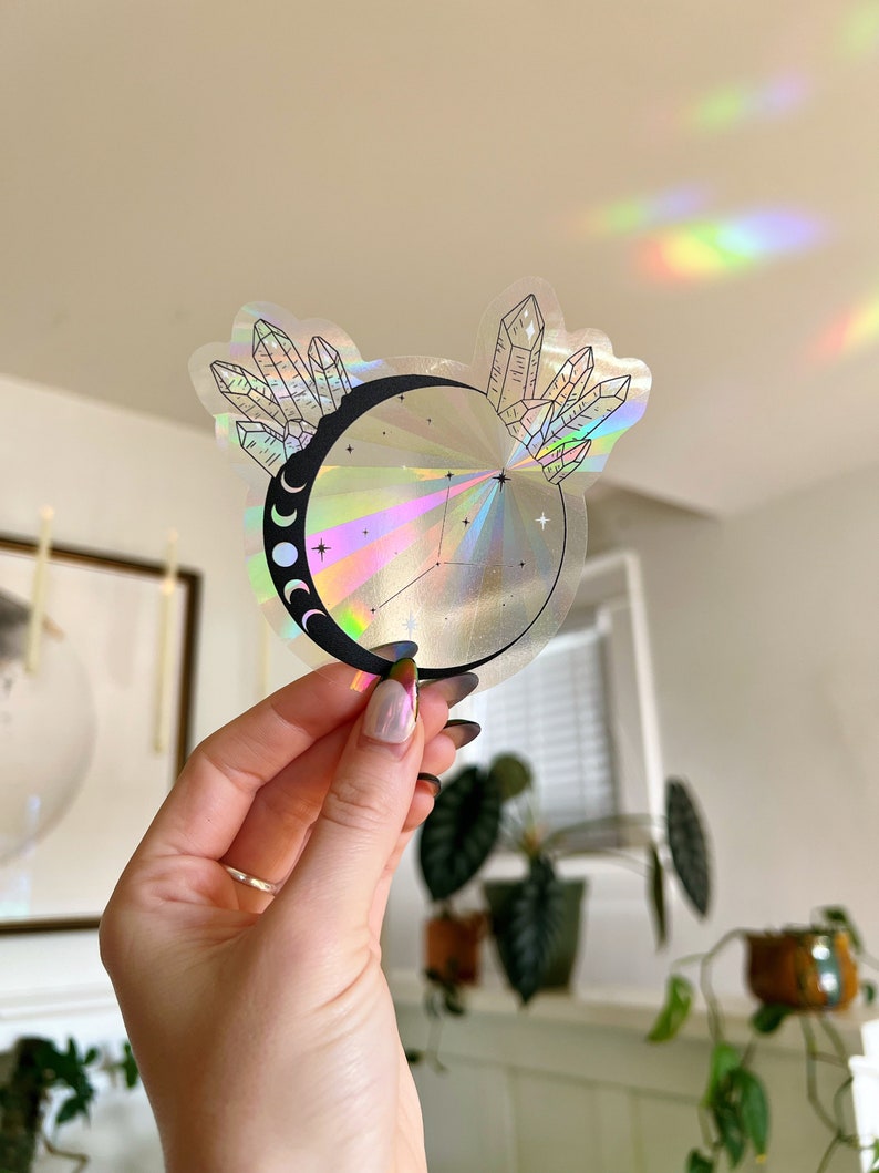 Crystal Moon Suncatcher | Window Decal | Rainbow Maker | Prism | Moon ...