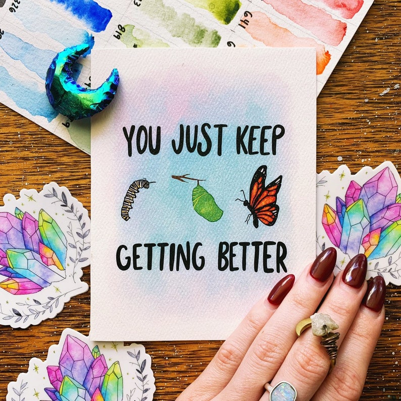 Butterfly Greeting Card You Just Keep Getting Better Watercolor