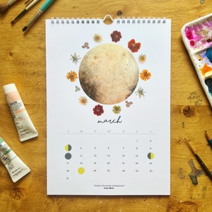 2024 Moon Calendar Watercolor Moon Phases Moon Calendar Lunar Cycles Crystals 2024 Calendar Wall Calendar image 5