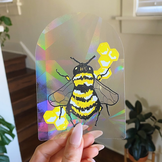 Honey bee, Suncatcher Sticker- Rainbow Maker