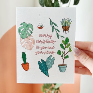 Feliz Natal para você e suas plantas | cartão comemorativo | Aquarela | Feriado | Plantar