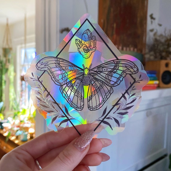 Moth Suncatcher Window Decal Rainbow Maker Prism Vinyl 