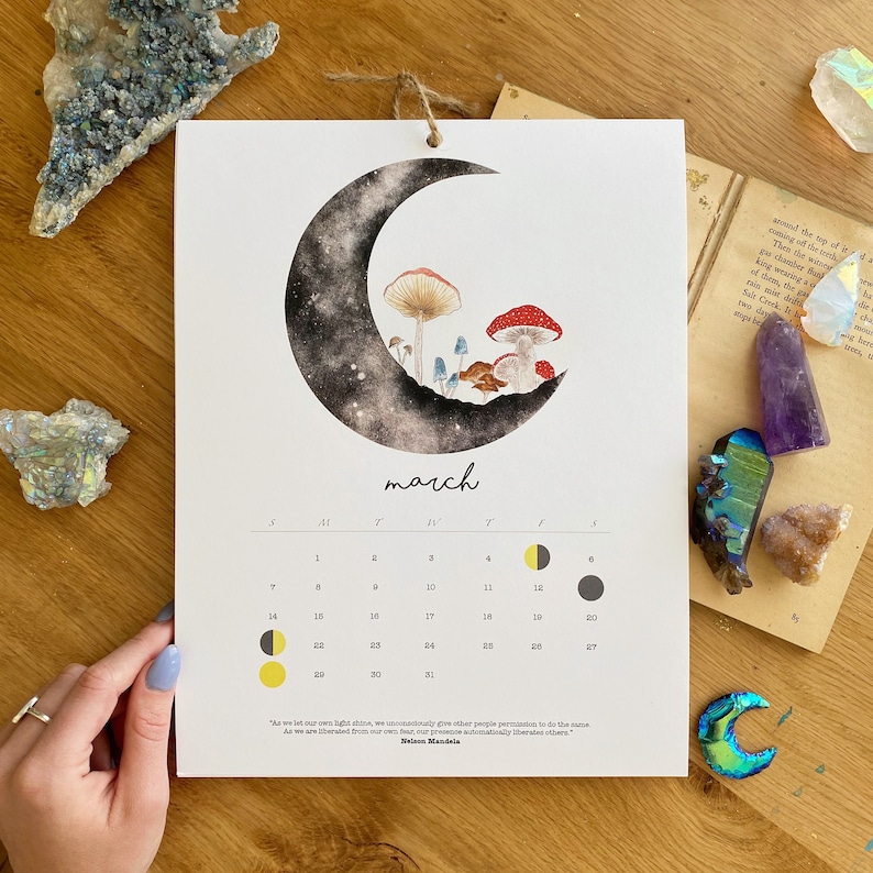 2021 Moon Calendar Watercolor Moon Phases Moon Calendar | Etsy
