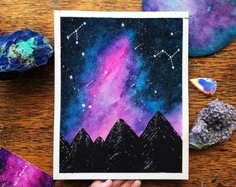 Limitless in Color | Watercolor | Mountain Art | Galaxy | Constellations