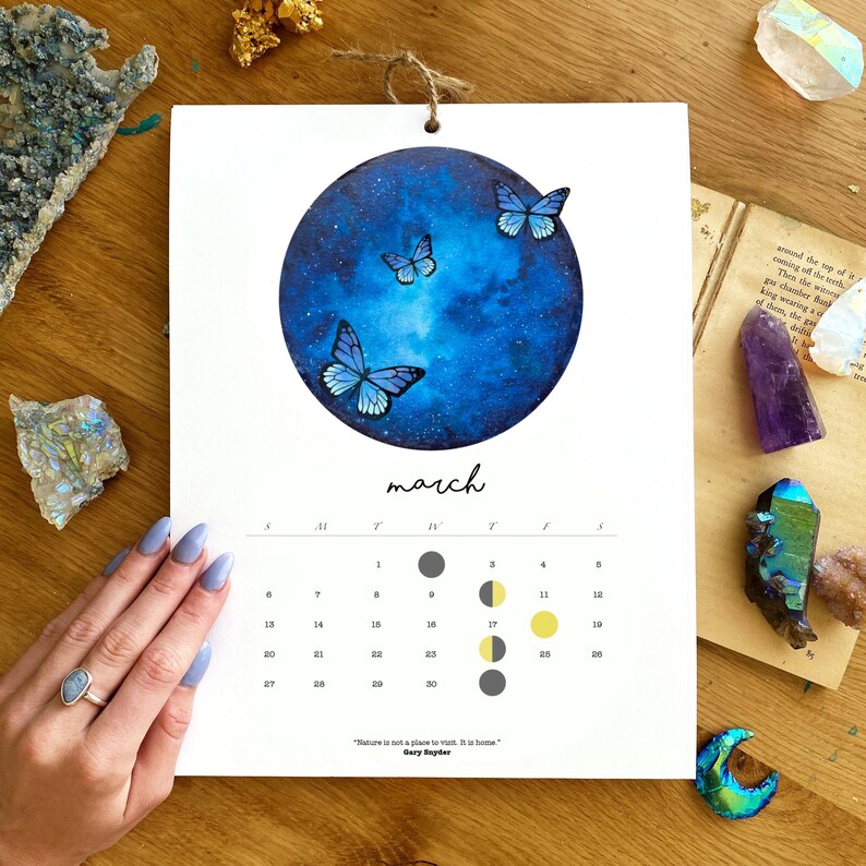 2022 Moon Calendar Watercolor Moon Phases Moon Calendar Etsy