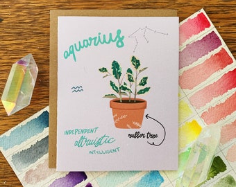 Aquarius Zodiac Houseplant | Greeting Card | Astrology | Plants