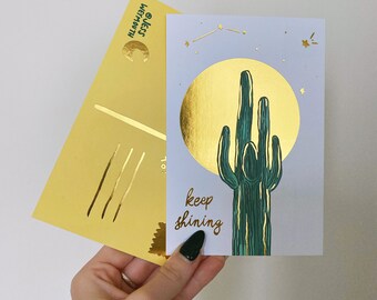 Gold Foil Keep Shining Postcard