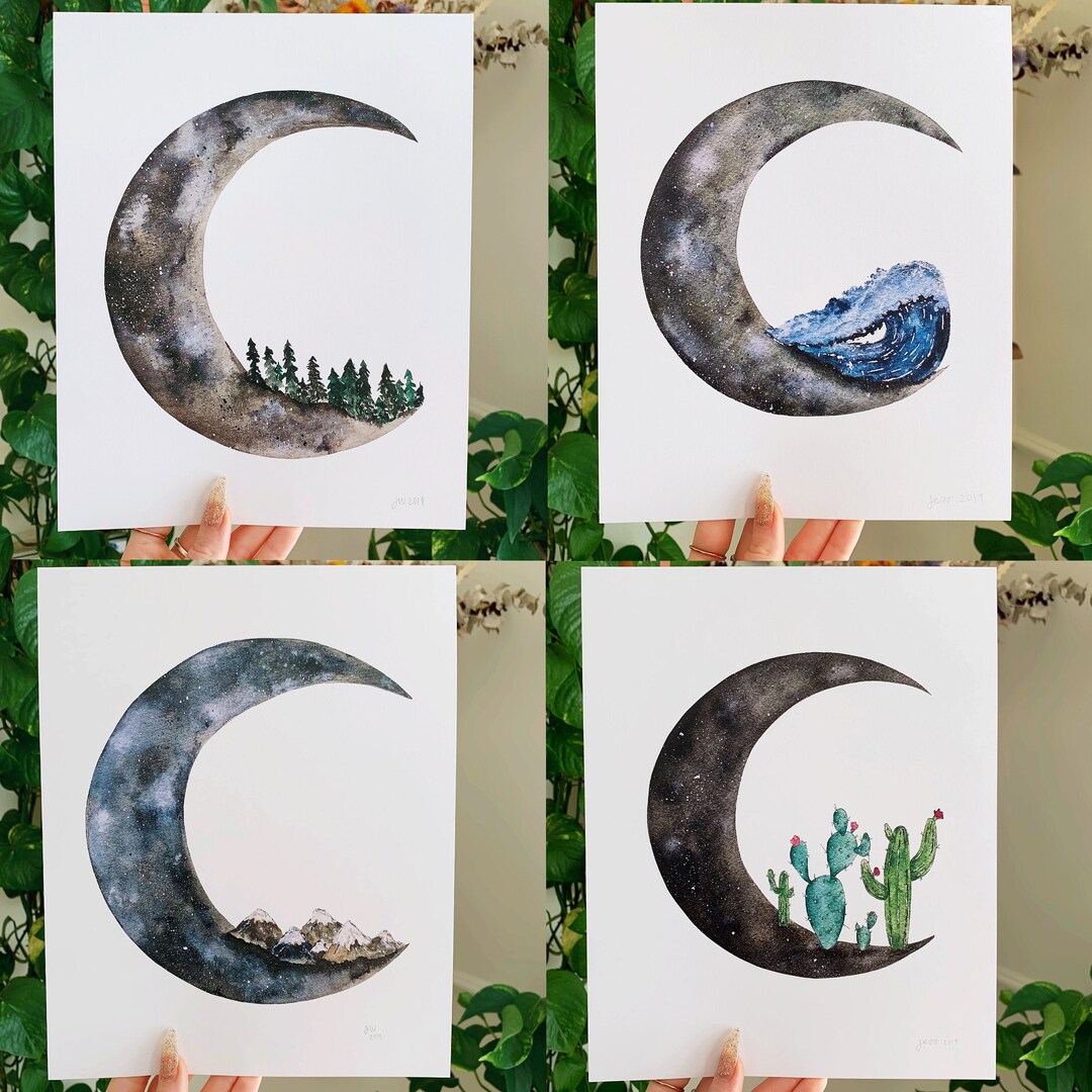 Set of 4 - Nature on the Moon Series - Etsy