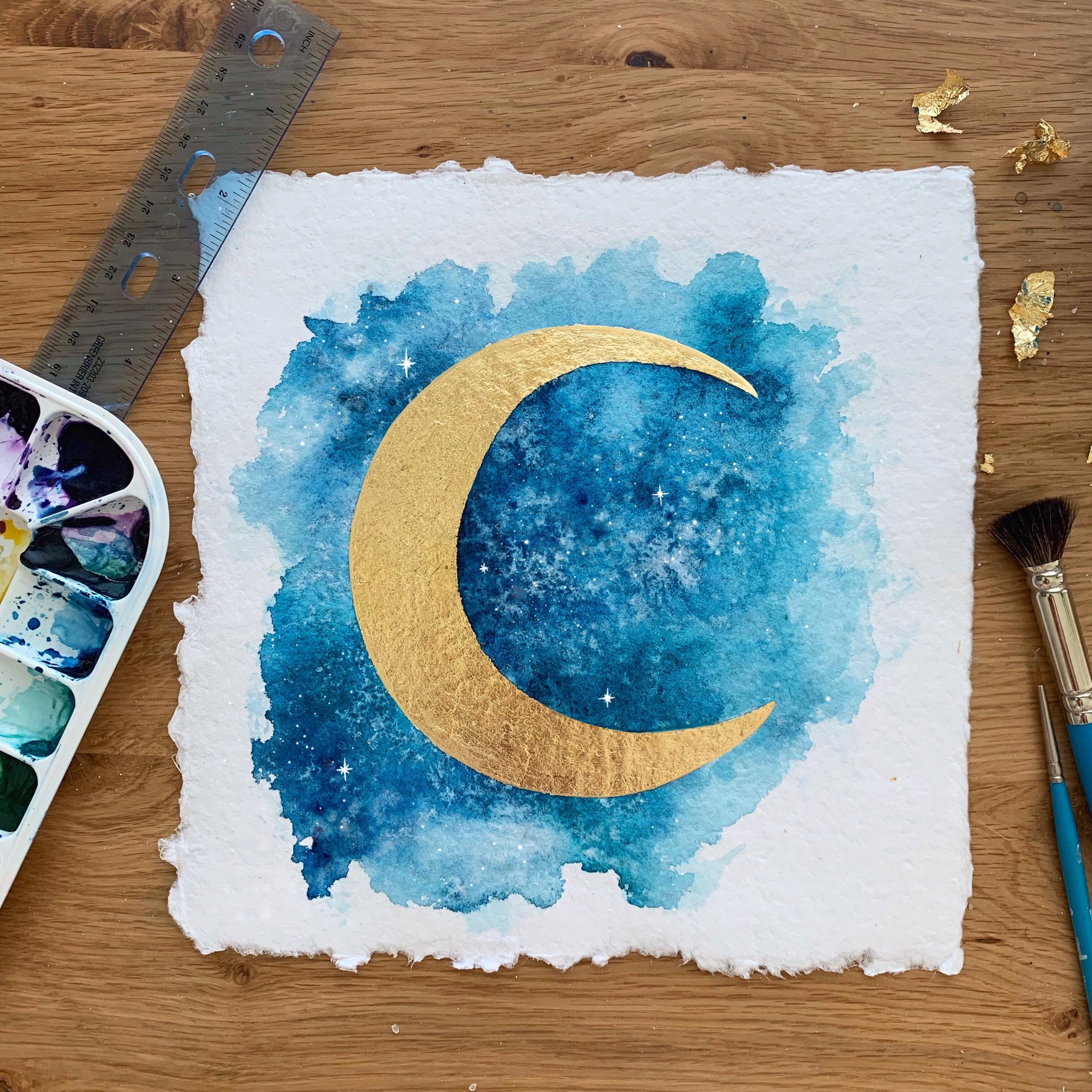 Watercolor Tutorial: Moon Phases Illustration