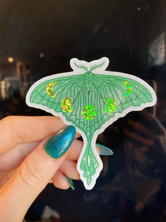 Glitter Luna Moth Sticker | Moon Phase | Moth