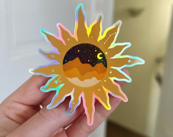 Holographic Sun & Night Sky Sticker