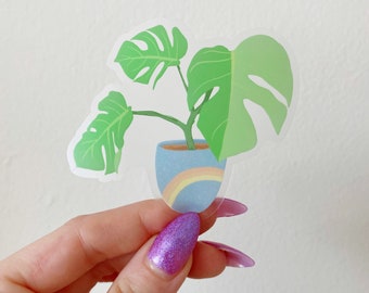 Transparent Monstera Plant Sticker | Watercolor | Monstera Leaf