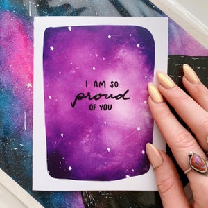 Ik ben trots op u | Wenskaart | Galaxy | Waterverf
