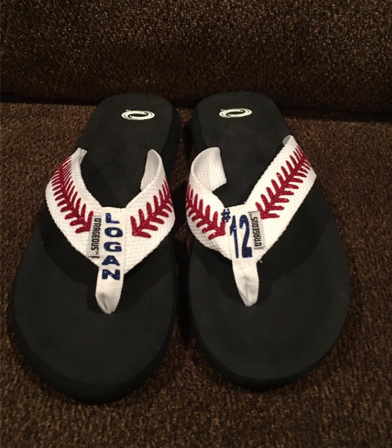 Baseball Flip Flops, Baseball, baseball sandals,baseball mom, flip flops, sandals, football mom, football, softball sandals, SALE image 2