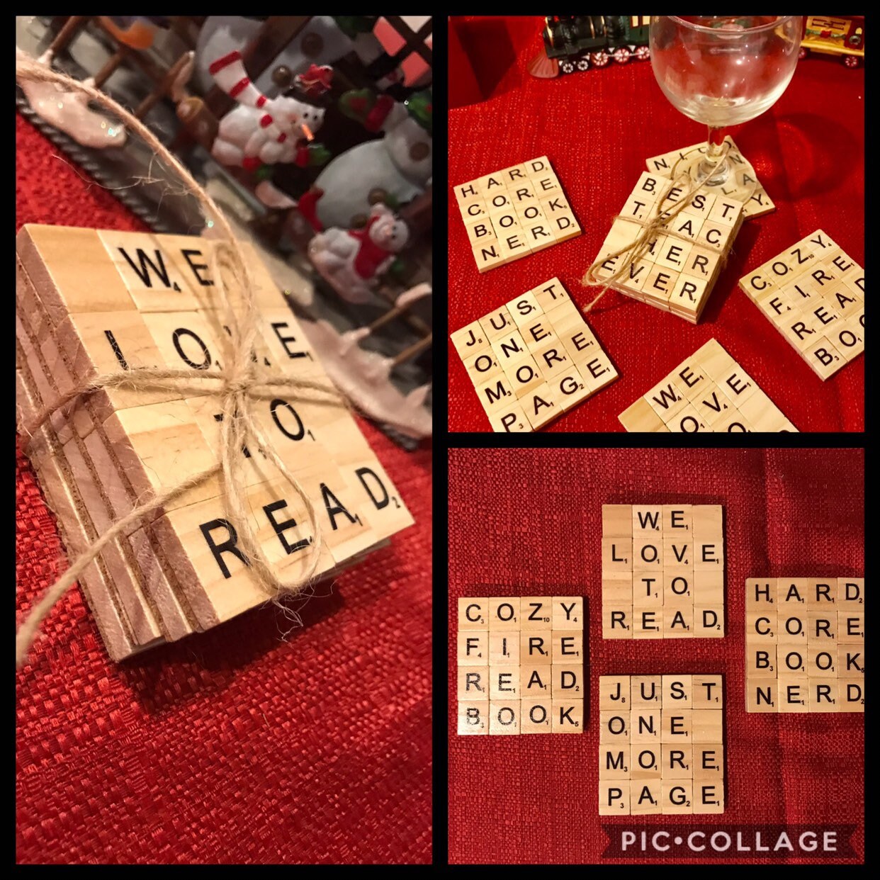 Scrabble tile coasters personalized themed Christmas gifts Etsy