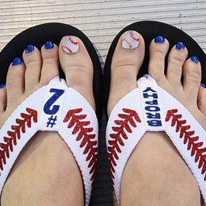 Baseball/SOFTBALL Flip Flops, Baseball, baseball sandals,baseball mom, flip flops, sandals, football mom, football, softball sandals, SALE image 2