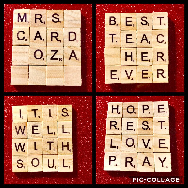 Scrabble tile coasters personalized themed Christmas gifts Etsy
