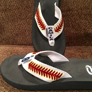 Baseball Flip Flops, Baseball, baseball sandals,baseball mom, flip flops, sandals, football mom, football, softball sandals, SALE image 4