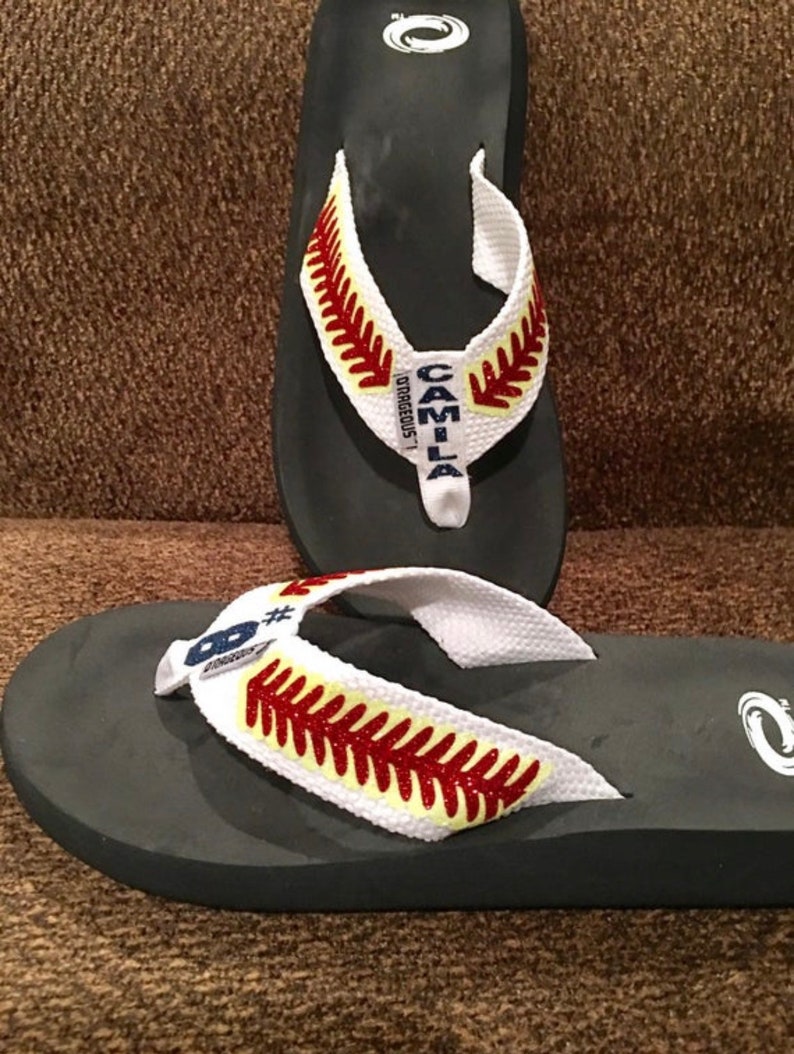 Baseball Flip Flops, Baseball, baseball sandals,baseball mom, flip flops, sandals, football mom, football, softball sandals, SALE image 4