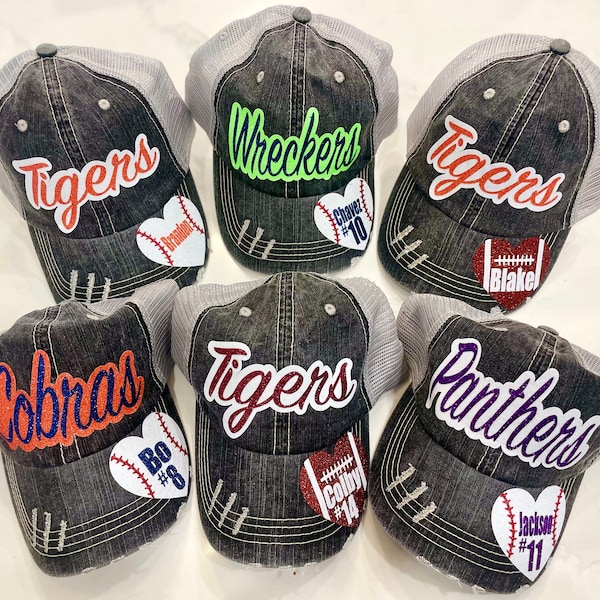 Distressed Personalized Sports Mom Trucker Hat, Mesh Back