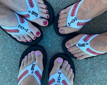 Baseball/SOFTBALL Flip Flops, Baseball, baseball sandals,baseball mom, flip flops, sandals, football mom, football, softball sandals, SALE