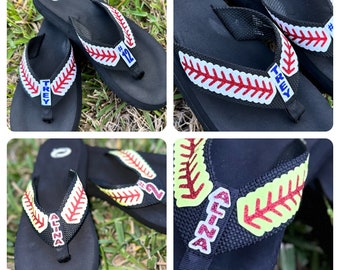 Baseball/SOFTBALL Flip Flops, Baseball, baseball sandals,baseball mom, flip flops, sandals, football mom, football, softball sandals, SALE