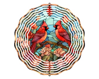Red Cardinal WindSpinner 8 "Porche Patio Patio Decoración giratoria al aire libre Decoración de metal para el hogar Hermosas aves parejas regalo único presente nuevo