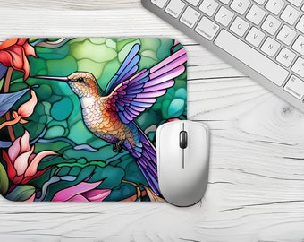 Alfombrilla de ratón Colorful Hummingbird Magnífica almohadilla antideslizante para un movimiento suave del mouse, precisión del sensor y protección de la superficie Nuevo Hecho a pedido