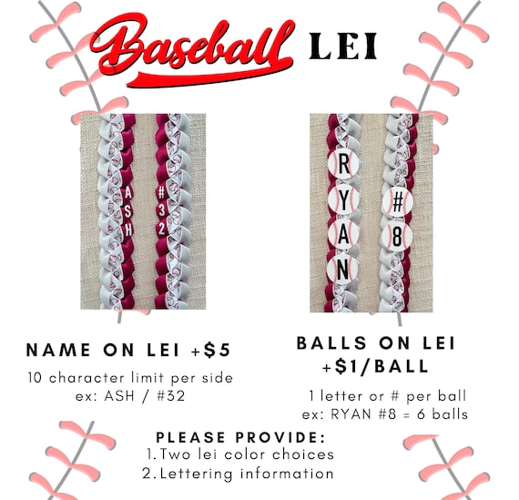 Baseball Ribbon Lei senior Night Graduation Tournaments 