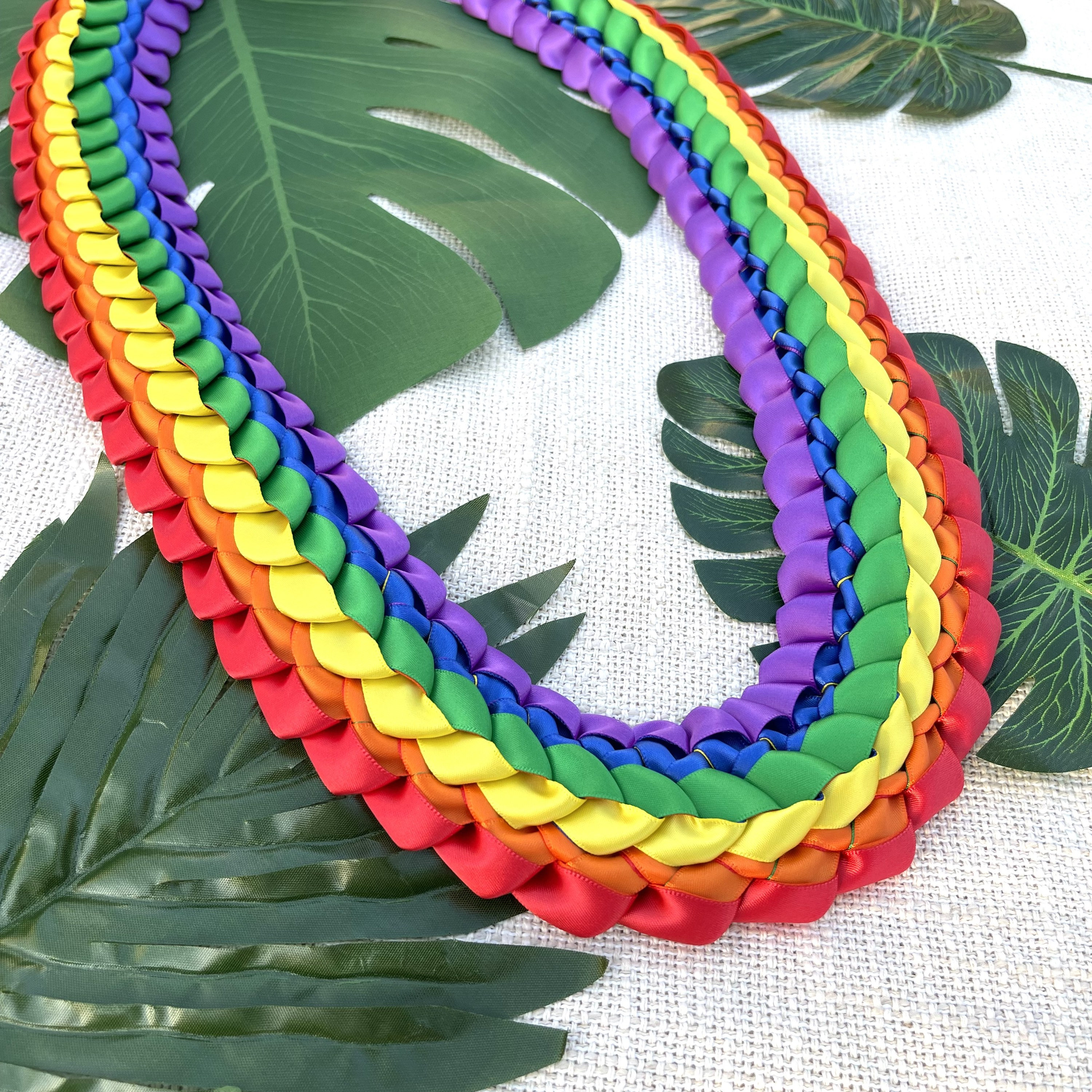 Rainbow PRIDE Ribbon Lei  Thick, High-Quality Ribbon