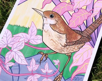 Wren Illustration print / Bird - Art Print // Illustration Poster / Home Decor