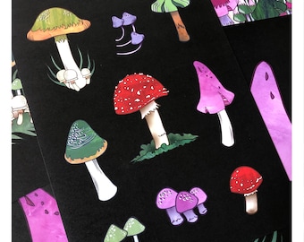 Mushroom print / Fungi print / Toadstools - Art Print #3 // Illustrated Botanical Wall Art / Illustration Poster / Home Decor