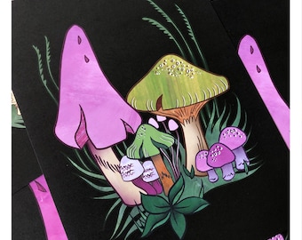 Mushroom print / Fungi print / Toadstools - Art Print #2 // Illustrated Botanical Wall Art / Illustration Poster / Home Decor