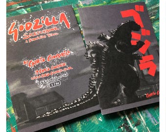 Godzilla Sketchbook Zine - a Showa-era Tribute // Gojira / Ghidorah / Rodan / Mothra / Mechagodzilla /