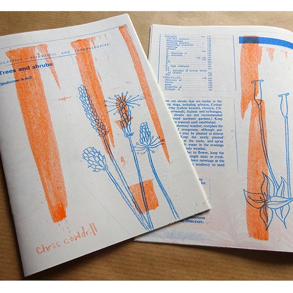 Riso Print Artists Book / Zine // Plants and flower drawings / Risograph Zine