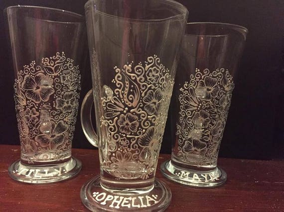 glass and metal latte glasses