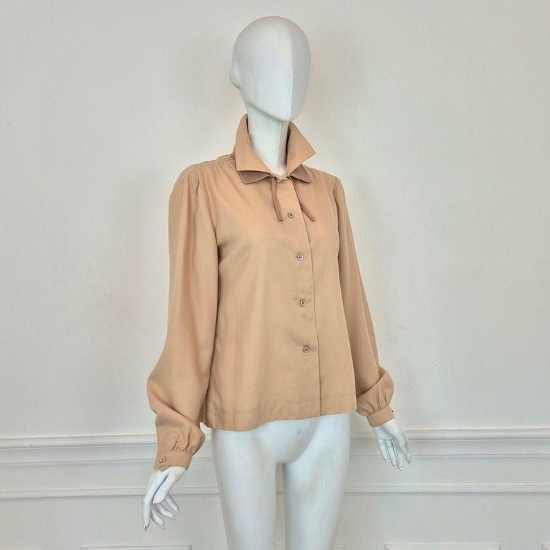 Courreges | Vintage beige wool double-collar shirt image 3