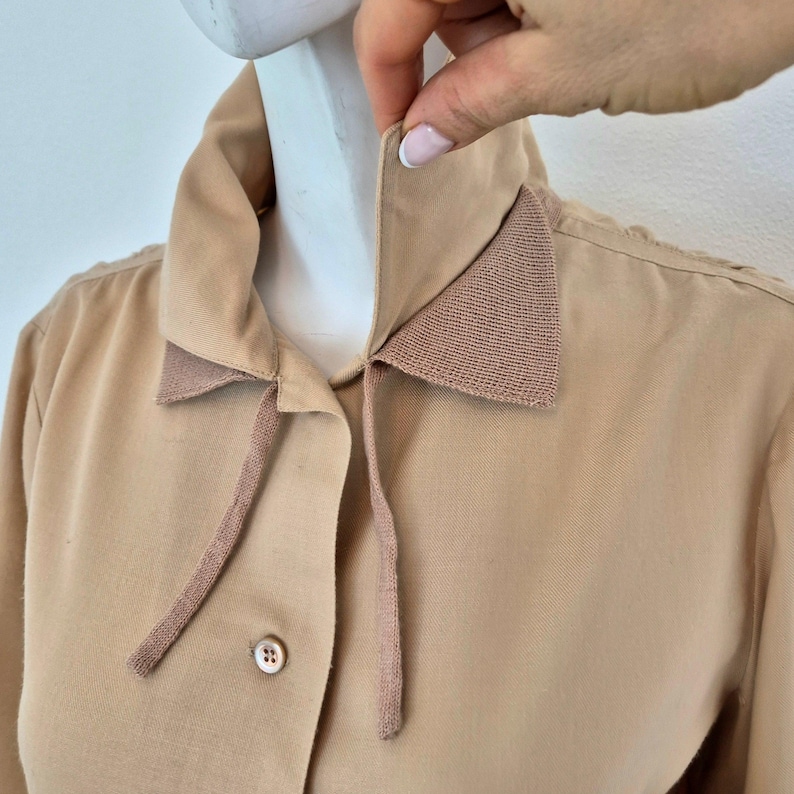 Courreges | Vintage beige wool double-collar shirt image 2