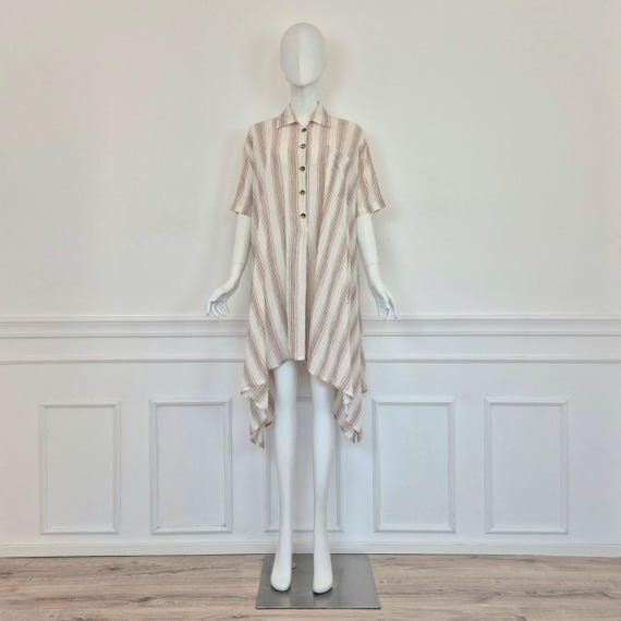 Romeo Gigli, Romeo Gigli | Abito over bianco righe nocciola
