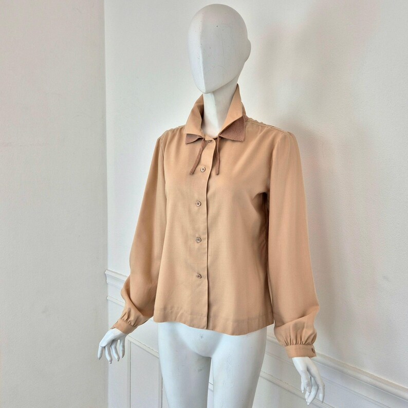 Courreges | Vintage beige wool double-collar shirt image 4
