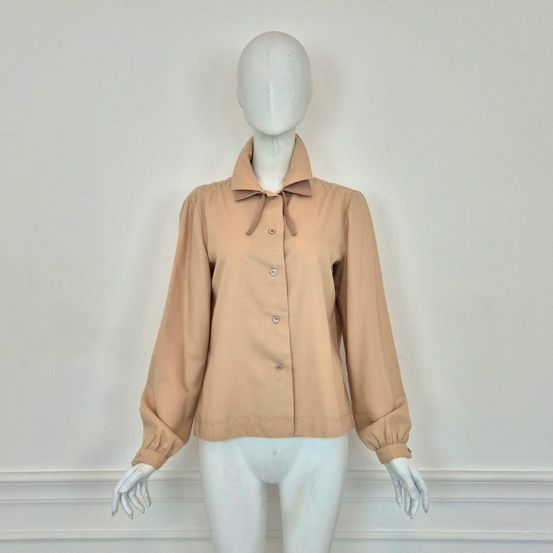 Courreges | Vintage beige wool double-collar shirt image 1