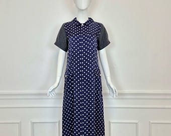 Comme des Garçons | Blue polka dot dress with wool sleeves