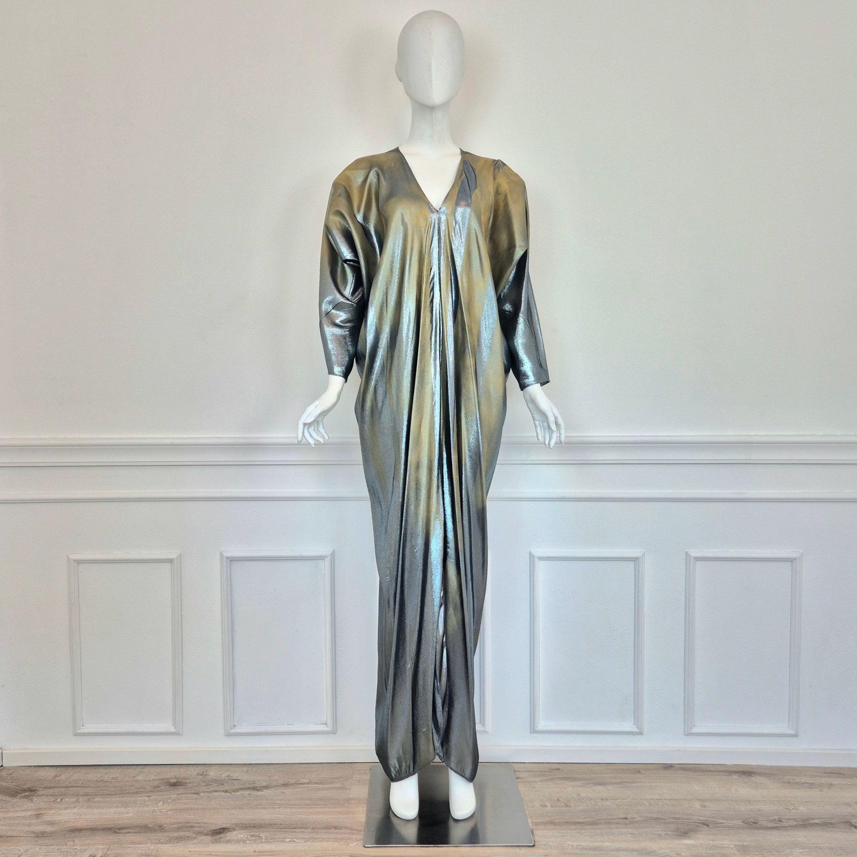 Alberta Ferretti Long Gold-silver Lamé Dress