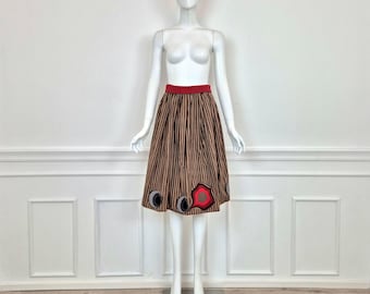 MIU MIU – S/S 2005 Silk Satin Midi Skirt With Geometric