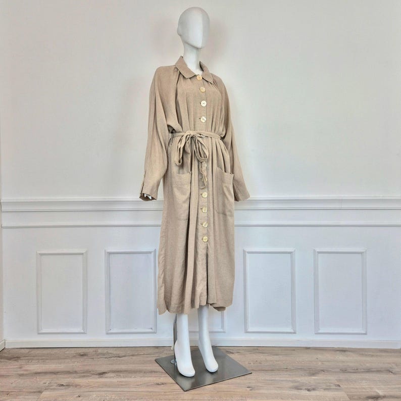 Free People | Abrigo largo beige con botones de nácar imagen 9