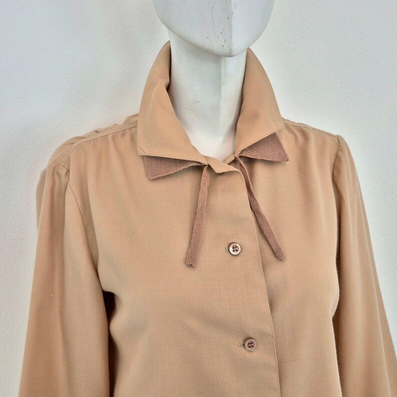 Courreges | Vintage beige wool double-collar shirt image 6