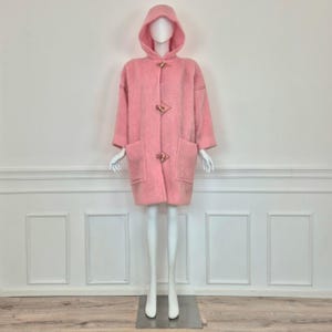 Courreges | Vintage pink wool and leather duffle coat image 1